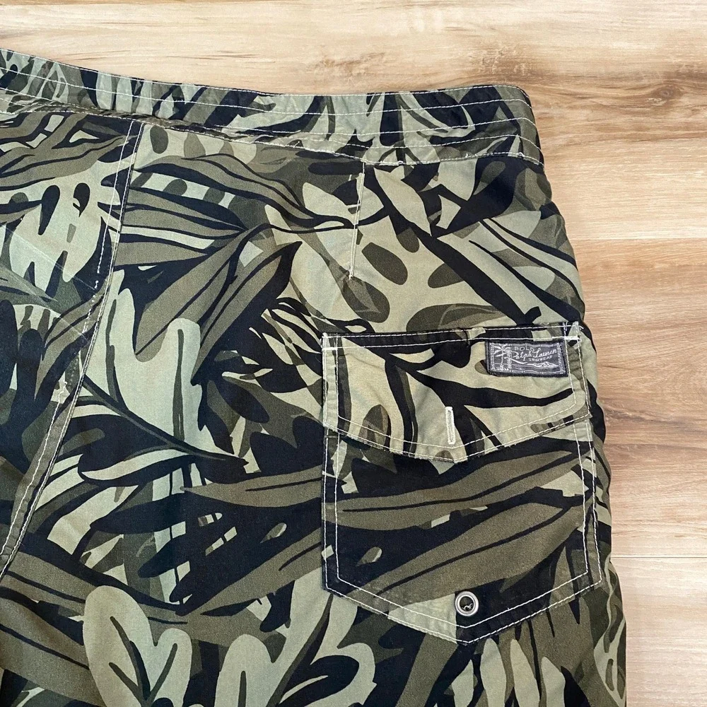 Polo Ralph Lauren Mens Tropical Leaf Camo‎ Board Shorts Olive Green Size 36